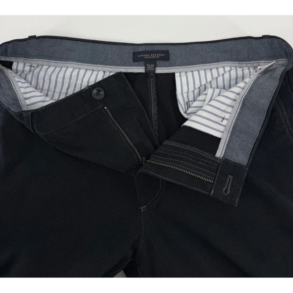 Banana Republic Chino Pants,Men's Straight Fit Navy Cotton Blend PinStripe 33x32